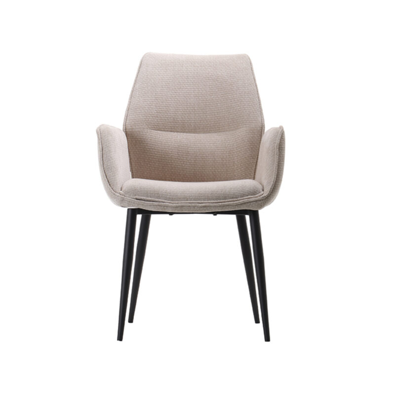 LABEL51 Eetkamerstoel Morris - Naturel - - Zwart Metalen Frame