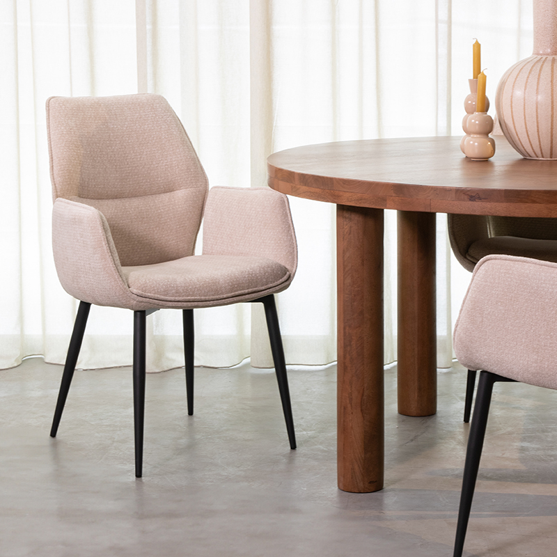 LABEL51 Eetkamerstoel Morris - Naturel - - Zwart Metalen Frame