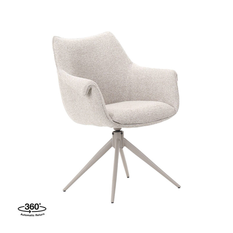 LABEL51 Eetkamerstoel Narumi - Naturel - - Taupe Metalen Frame Narumi