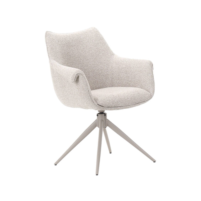 LABEL51 Eetkamerstoel Narumi - Naturel - - Taupe Metalen Frame