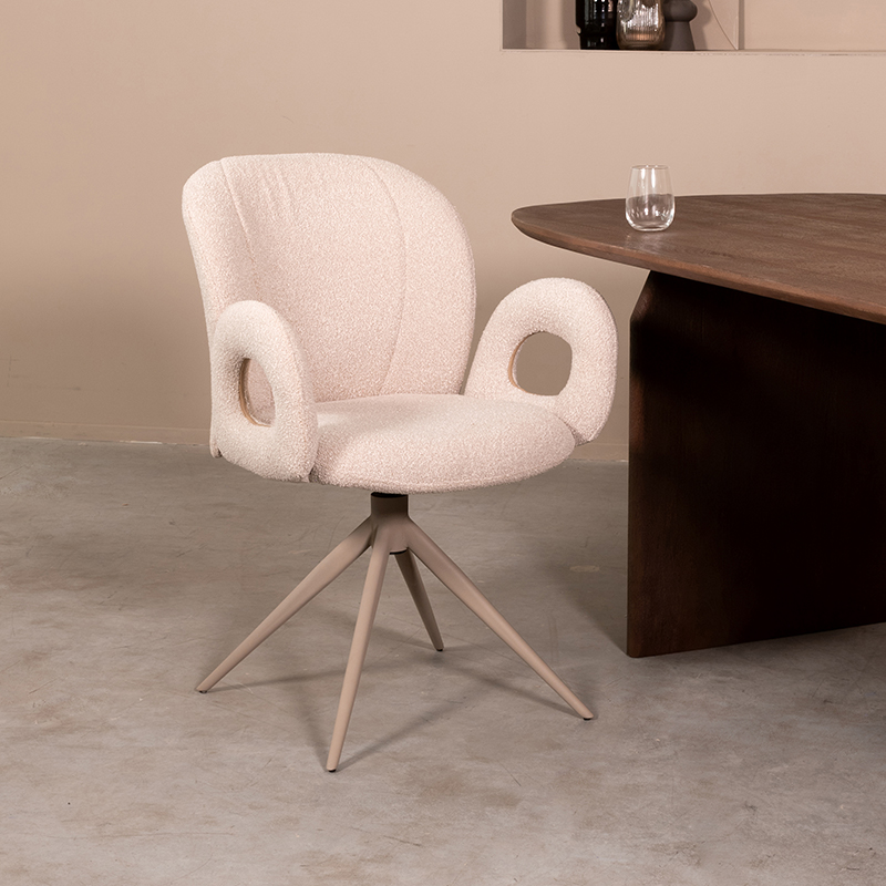 LABEL51 Eetkamerstoel Neo - Naturel - - Taupe Metalen Frame