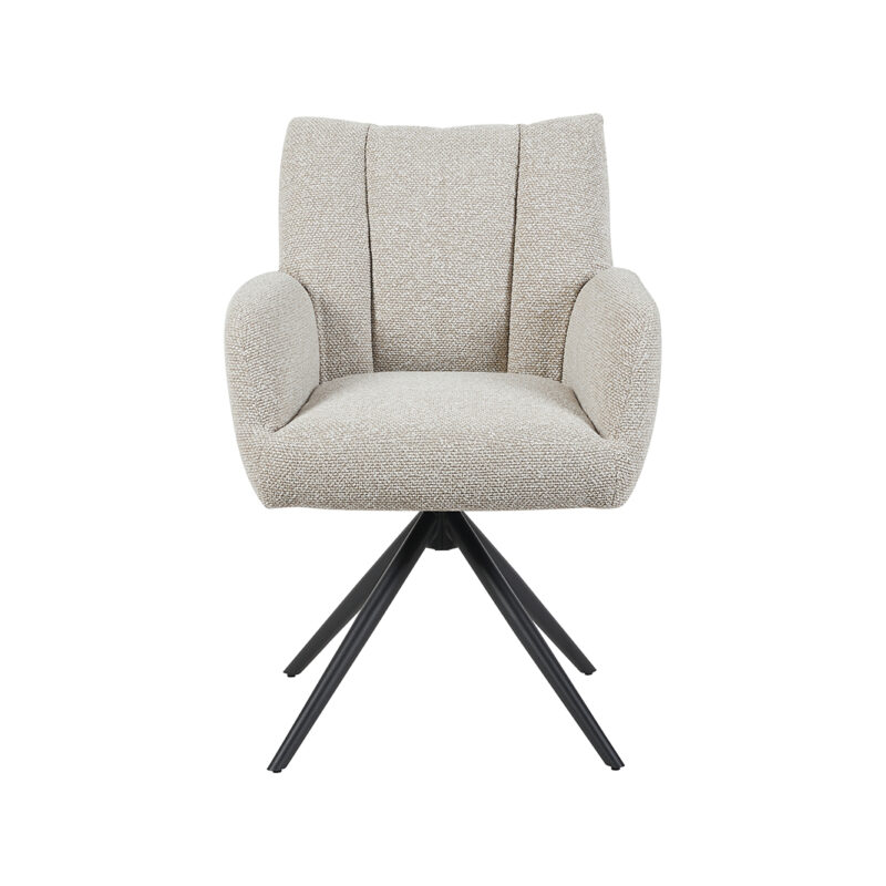 LABEL51 Eetkamerstoel Padua - Naturel - - Zwart Metalen Frame Padua