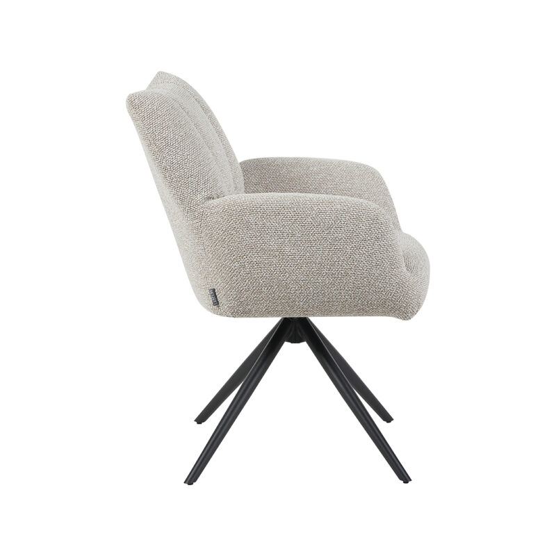 LABEL51 Eetkamerstoel Padua - Naturel - - Zwart Metalen Frame