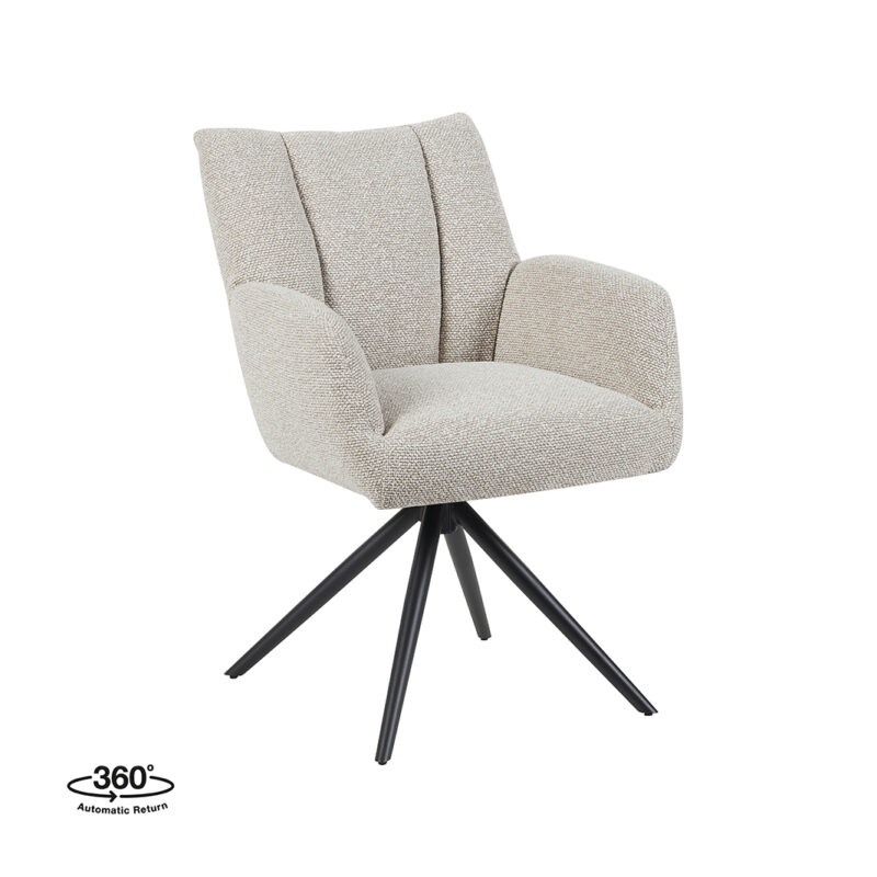 LABEL51 Eetkamerstoel Padua - Naturel - - Zwart Metalen Frame