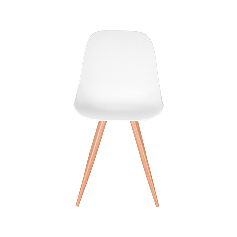 LABEL51 Eetkamerstoel Rimini - Wit - - Naturel Houtlook Frame Rimini