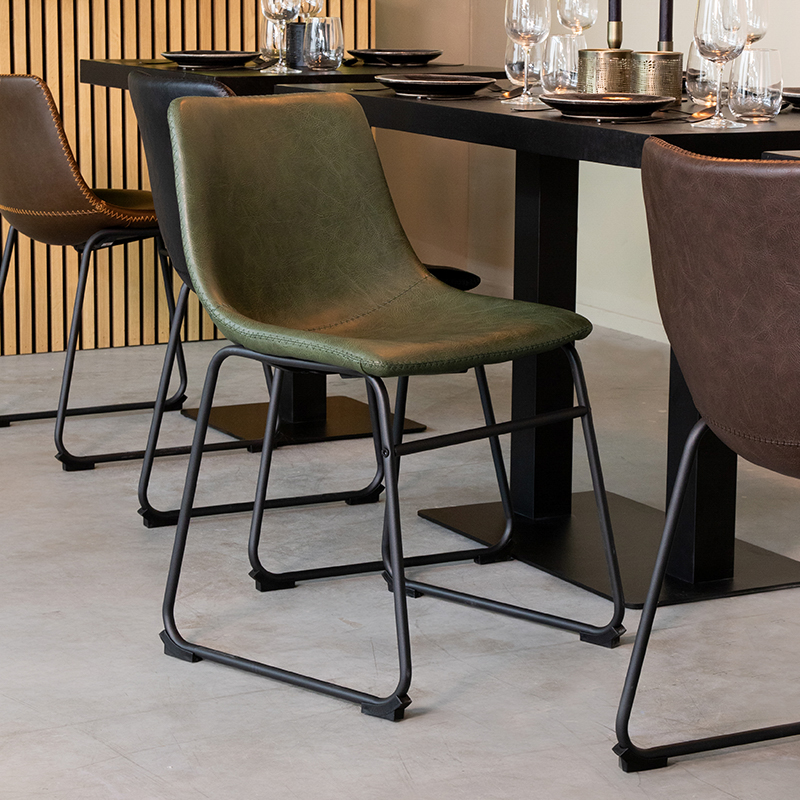 LABEL51 Eetkamerstoel Risto - Hunter - - Zwart Metalen Frame