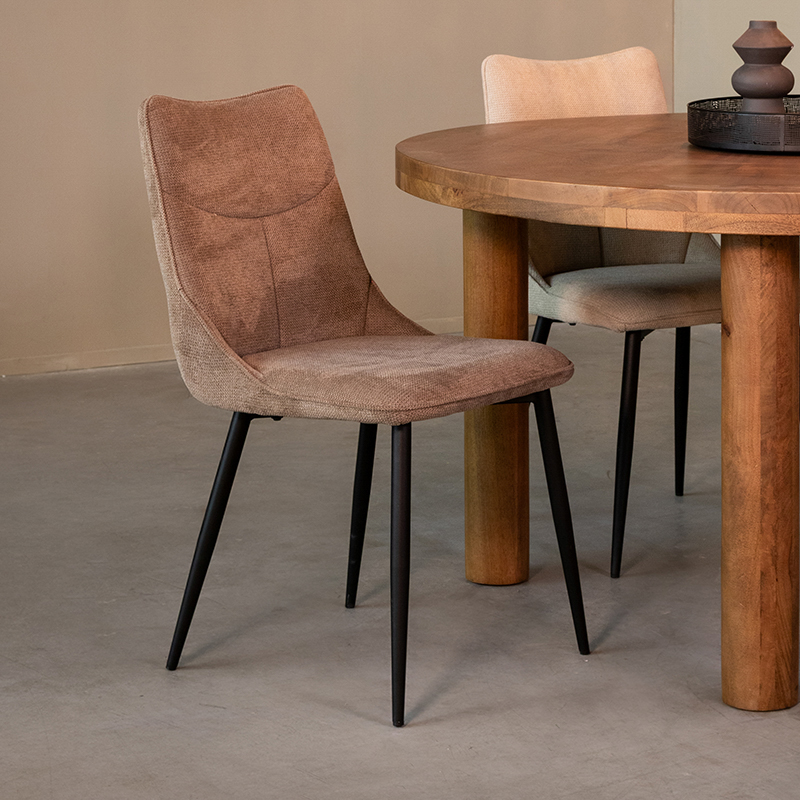 LABEL51 Eetkamerstoel Riv - Clay - - Zwart Metalen Frame