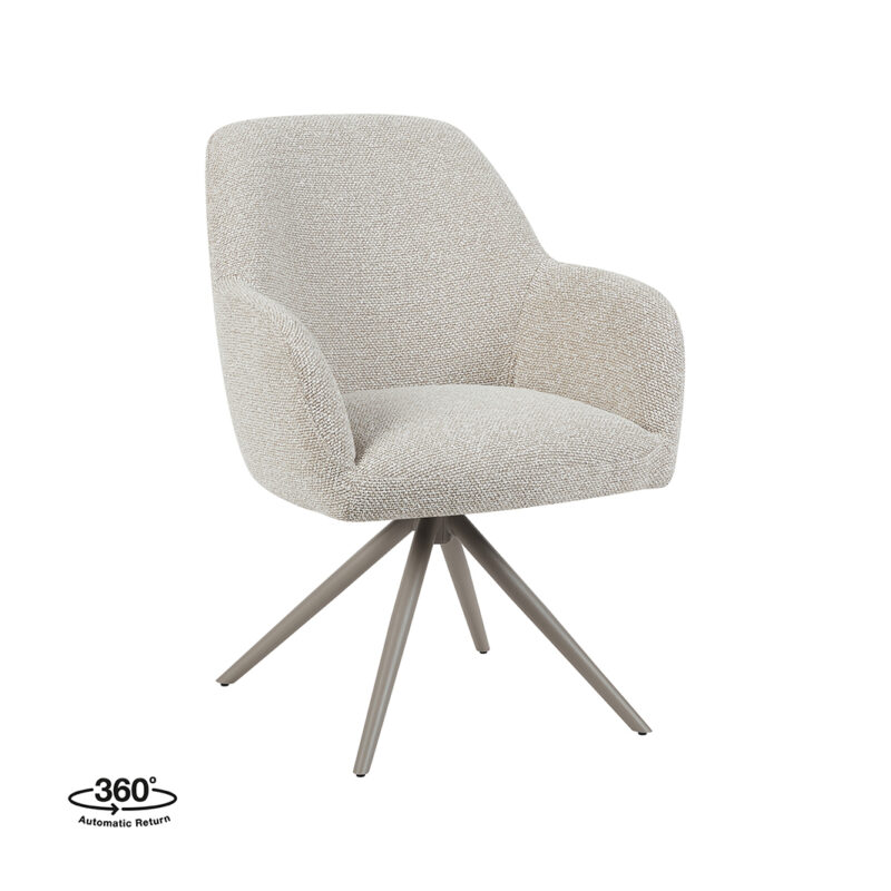 LABEL51 Eetkamerstoel Sayuri - Naturel - - Taupe Metalen Frame