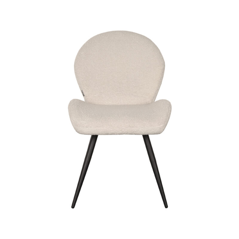 LABEL51 Eetkamerstoel Sky - Ivoor - Teddy - Zwart Metalen Frame Sky