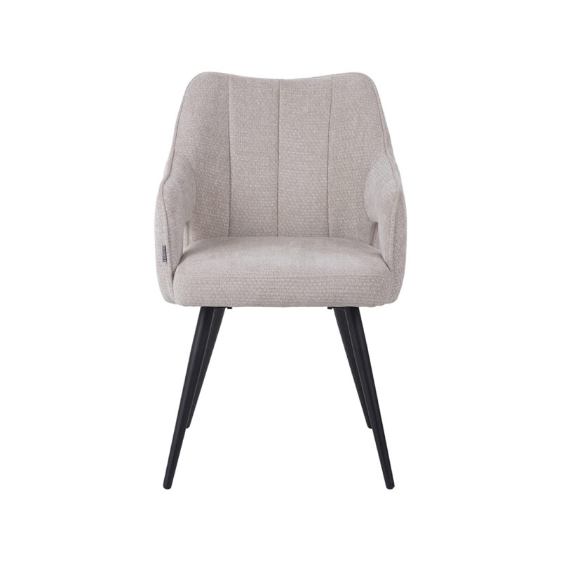 LABEL51 Eetkamerstoel Stan - Naturel - - Zwart Metalen Frame Stan