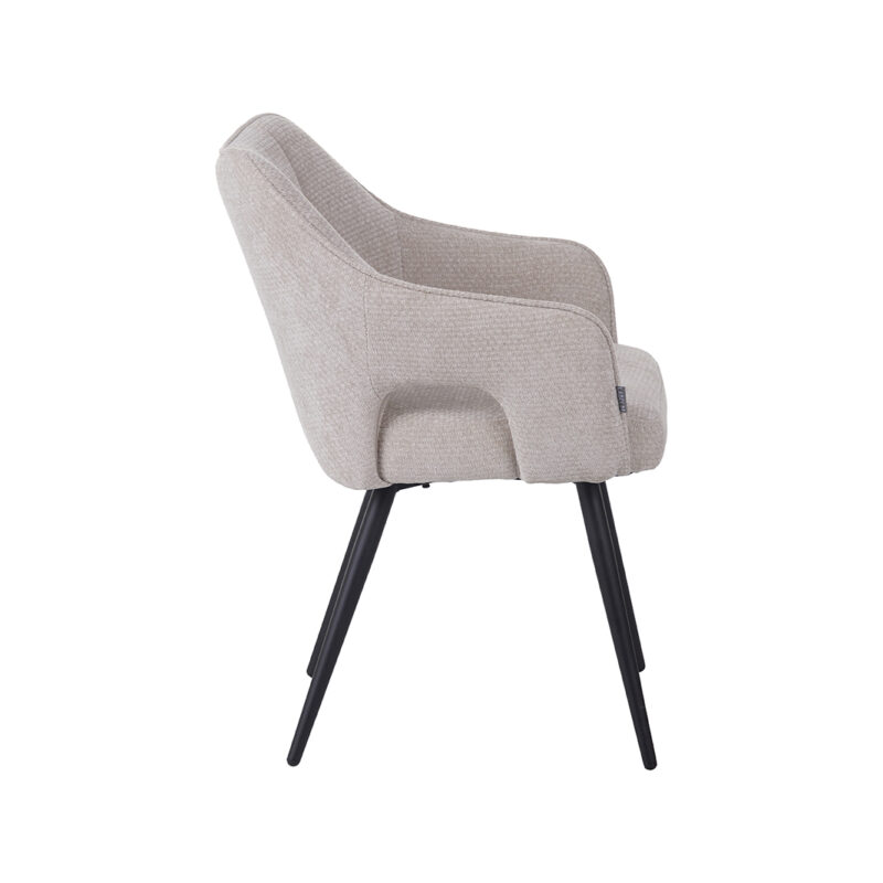 LABEL51 Eetkamerstoel Stan - Naturel - - Zwart Metalen Frame