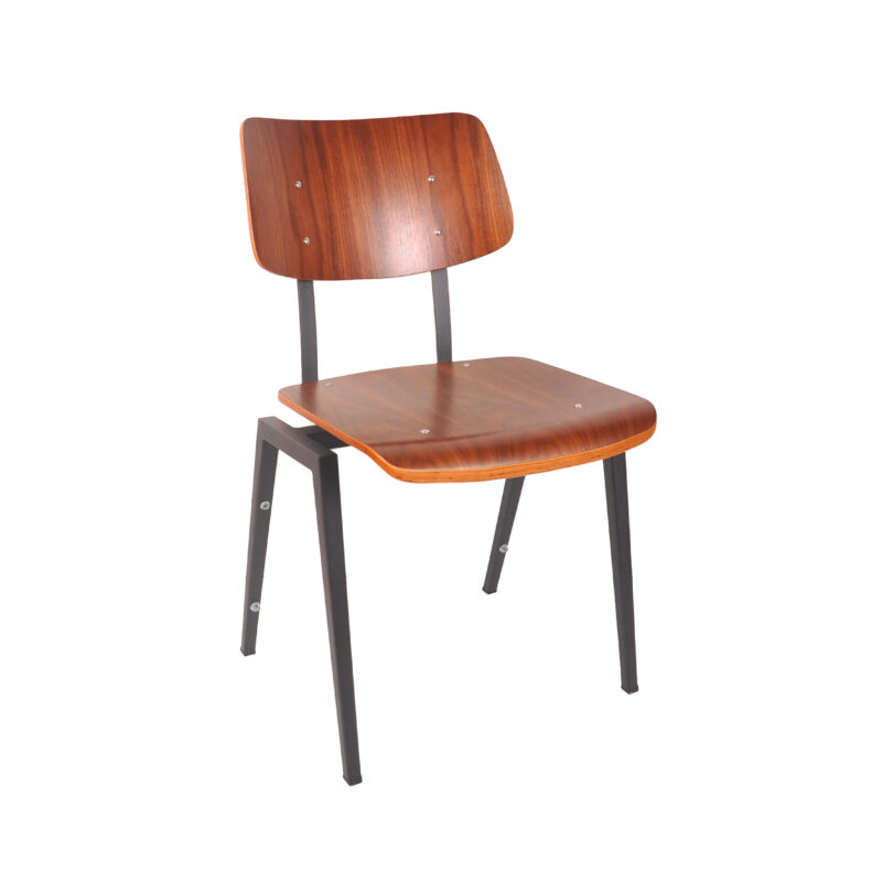 LABEL51 Eetkamerstoel Stapelbaar - Bruin - - Zwart Metalen Frame