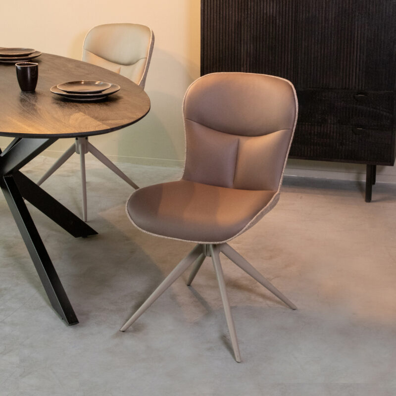 LABEL51 Eetkamerstoel Thorben - Bruin - - Taupe Metalen Frame