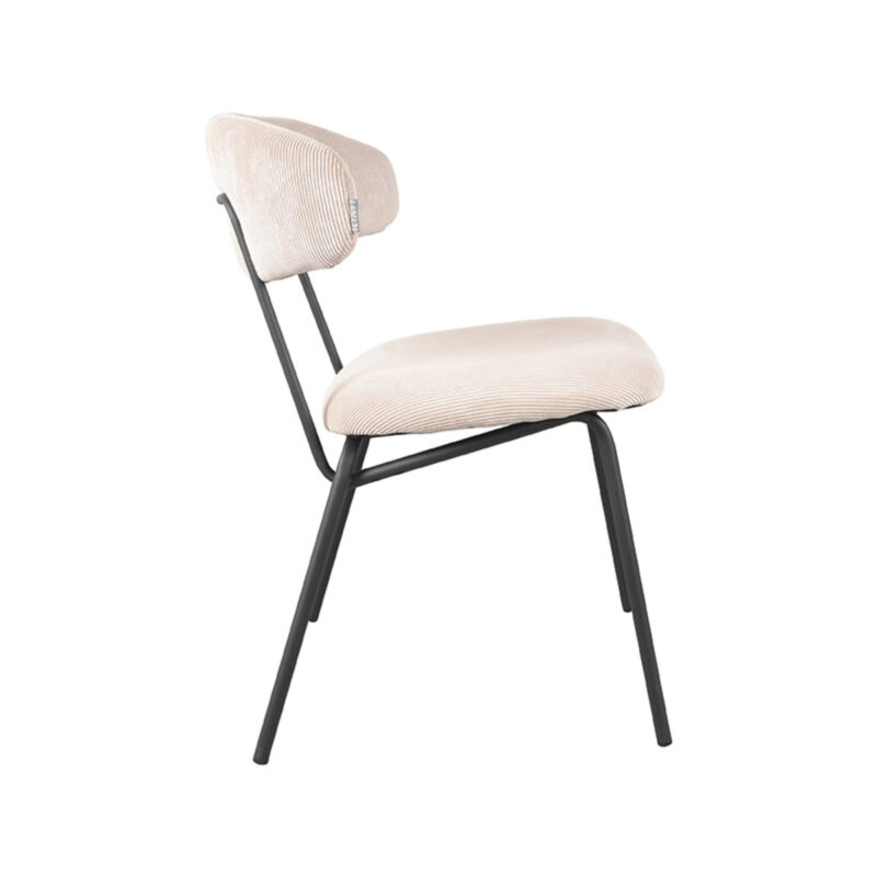 LABEL51 Eetkamerstoel Zack - Naturel - - Zwart Metalen Frame