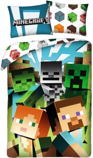 Minecraft Dekbedovertrek Faces - 140 x 200 cm - Katoen