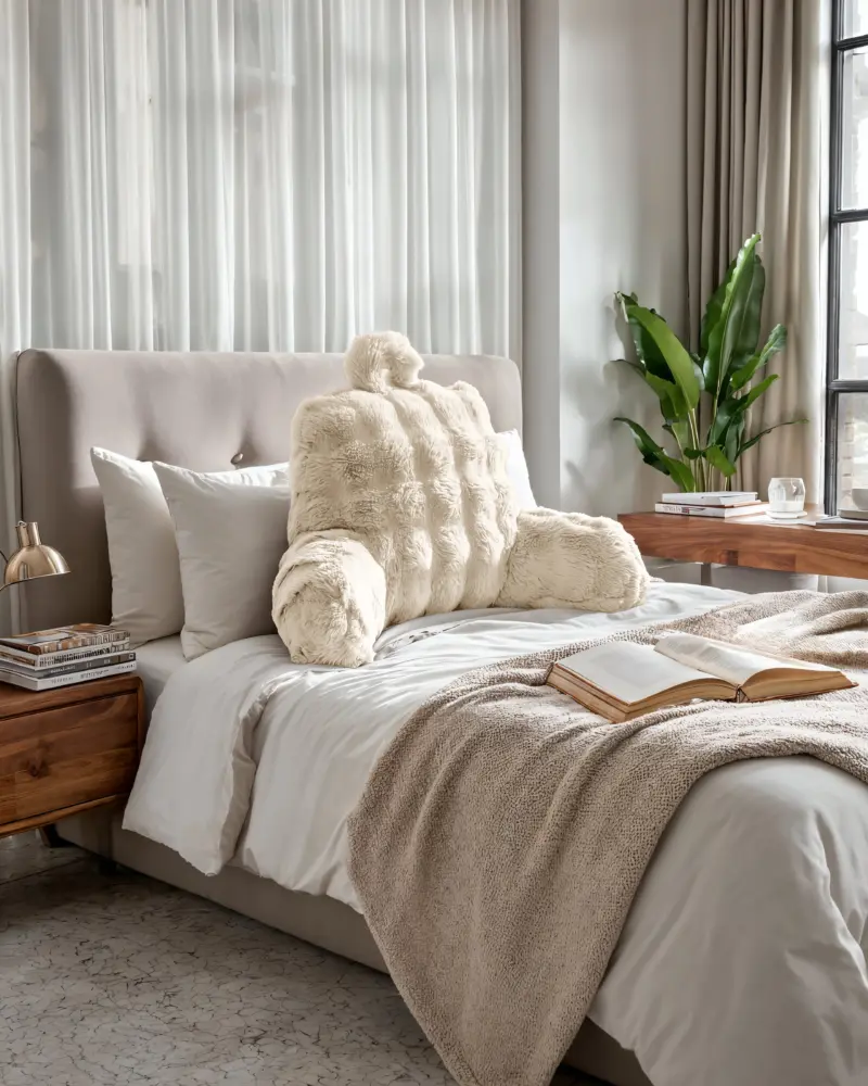 Primaviera Deluxe Bedrest Pompom Beige 34 x 50