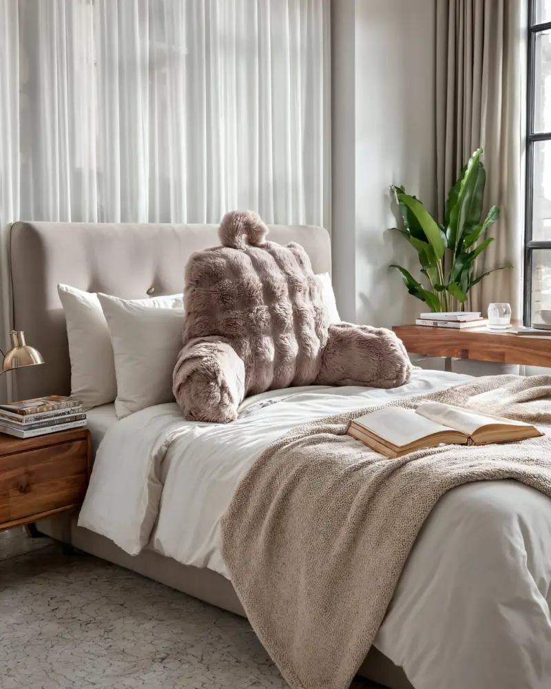 Primaviera Deluxe Bedrest Pompom Taupe 34 x 50