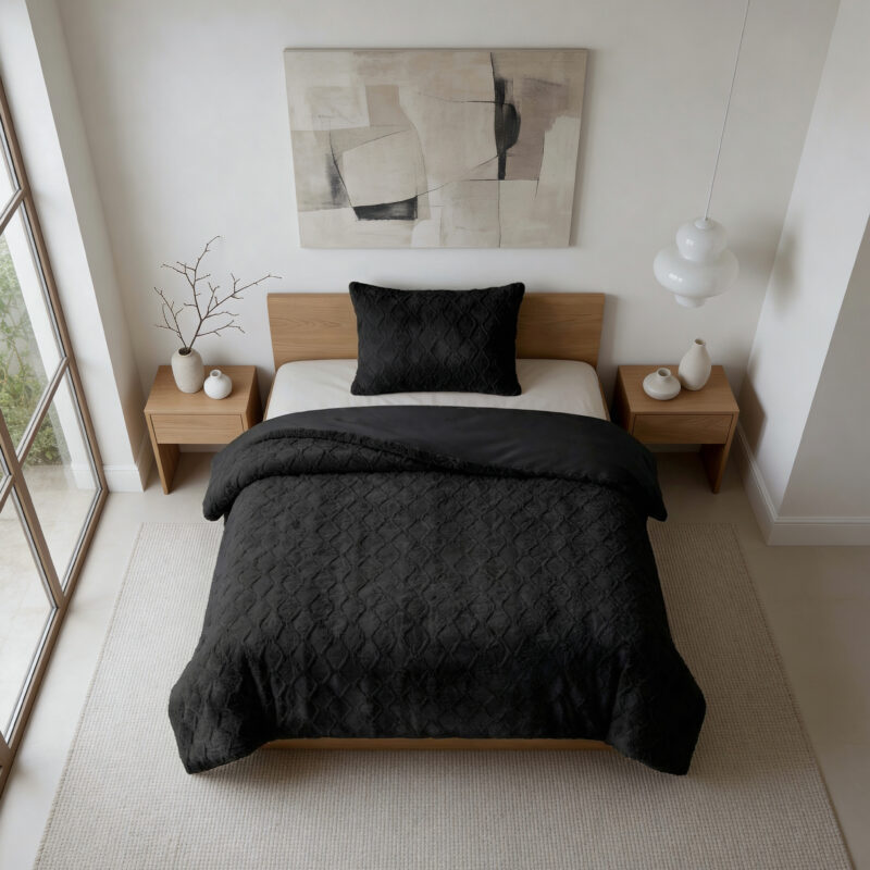 Sleeptime Faux Fur Syon Zwart 140 x 220