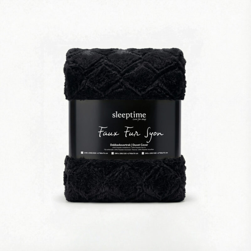 Faux Fur Syon Zwart 240 x 200/220 Sleeptime