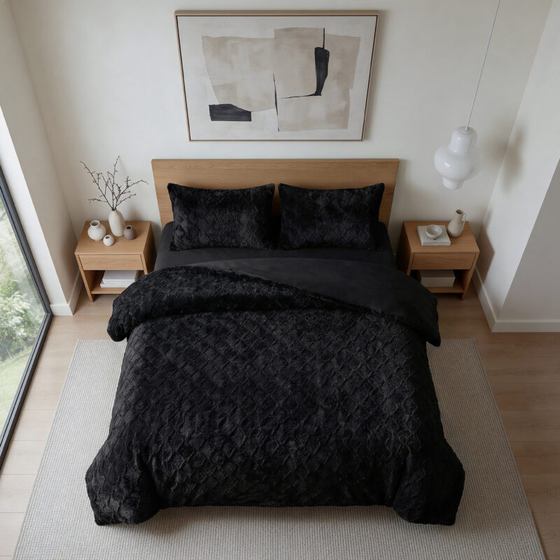 Faux Fur Syon Zwart 240 x 200/220