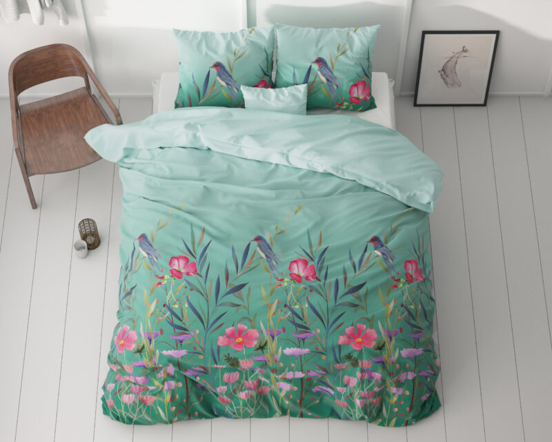 Flower & Birds Turquoise 200 x 200/220 Sleeptime