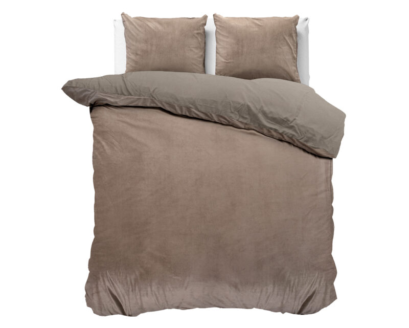 Velvet Uni Dekbedovertrek Taupe 200 x 220 Sleeptime