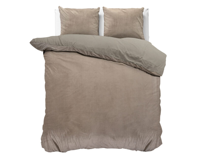 Sleeptime Velvet Uni Dekbedovertrek Taupe 240 x 220