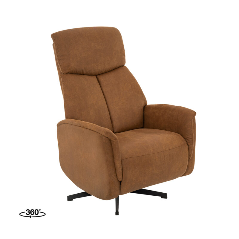 LABEL51 Fauteuil Helsinki - Cognac - Micro Suede - Manueel Verstelbaar