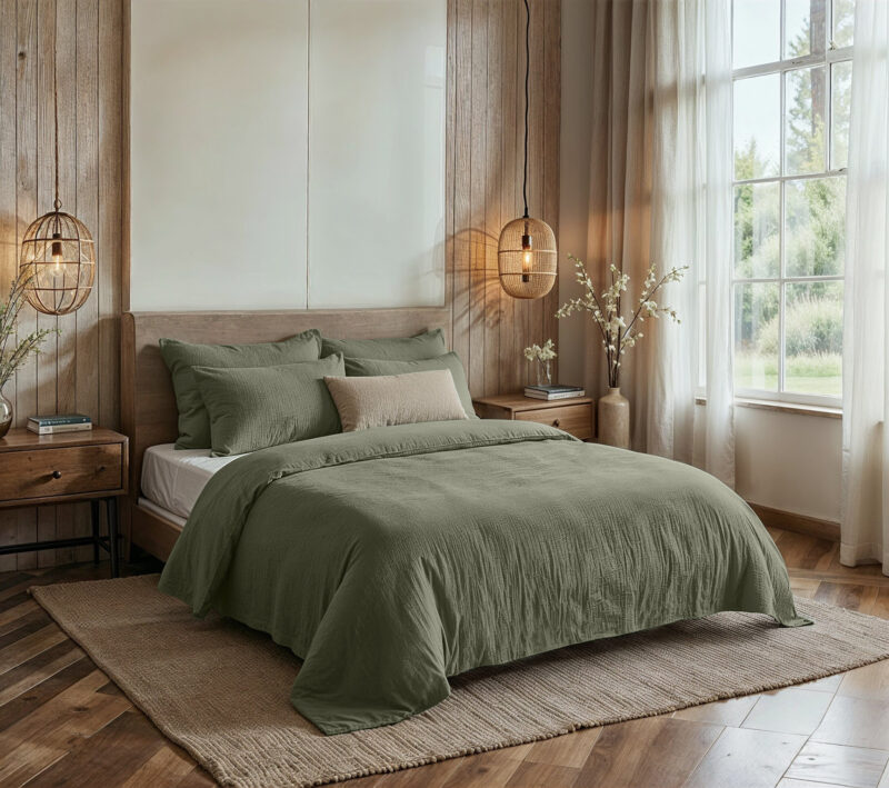 Dreamhouse Mousseline Mossy Groen 200 x 200/220