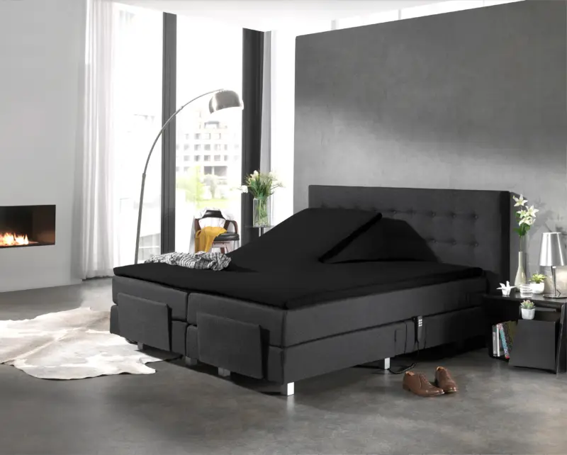 Splittopper Katoen Hoeslaken Zwart 160 x 200