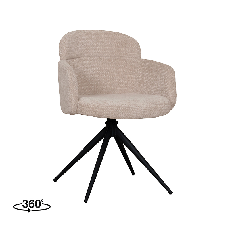 LABEL51 Eetkamerstoel Levi - Clay - Elite - Zwart Metalen Frame Levi