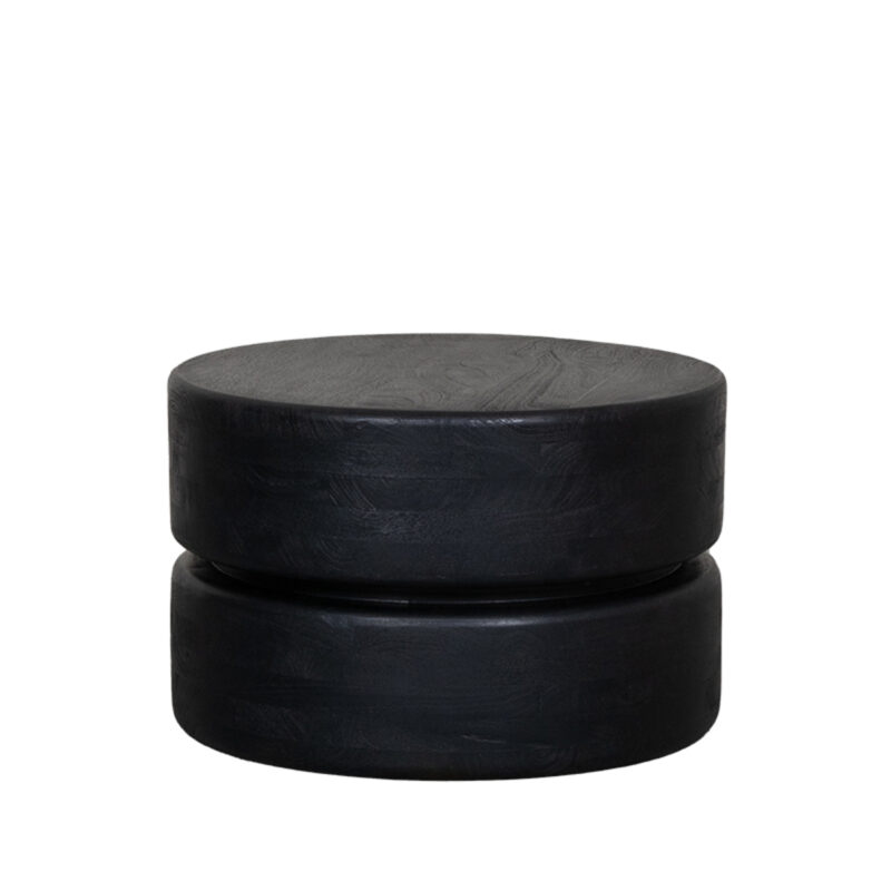LABEL51 Salontafel Milly - Zwart - Mangohout - 50 cm - Rond Milly